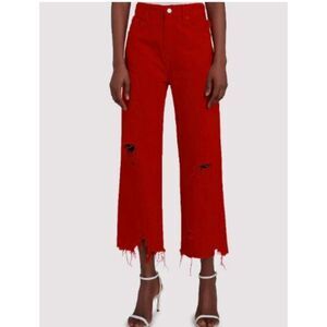 denimist Women's Piece High Rise Ripped Jeans Sz 24 RED NWT 345